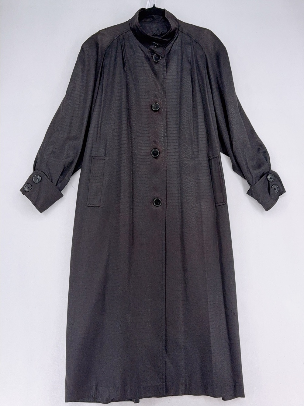 Vintage Mock Croc Jacquard Duster Coat Oversized Maxi Jacket Gray size L